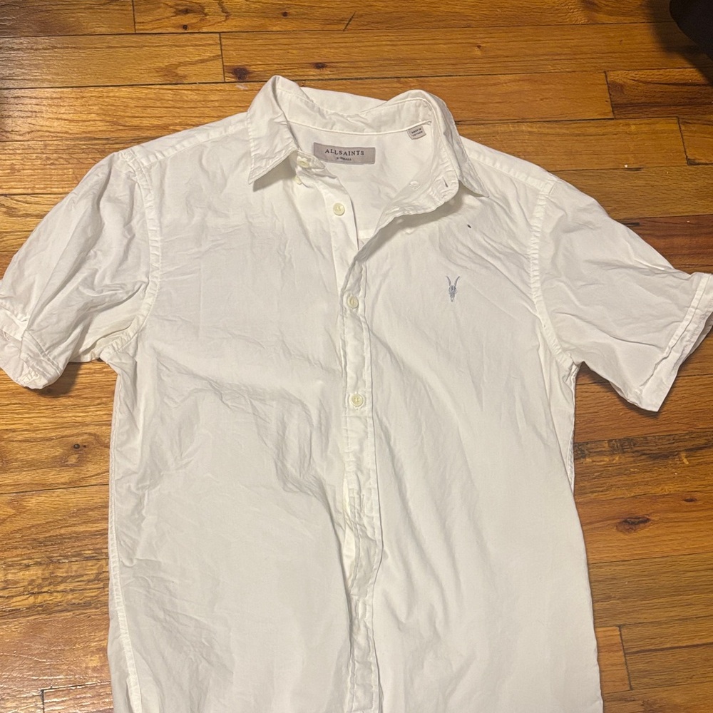 All Saints Crisp White Casual Button Down Shirt